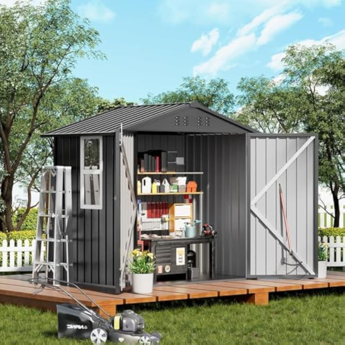 Gardening Tools B&M - Weatherproof Galvanized Steel Shed with Window