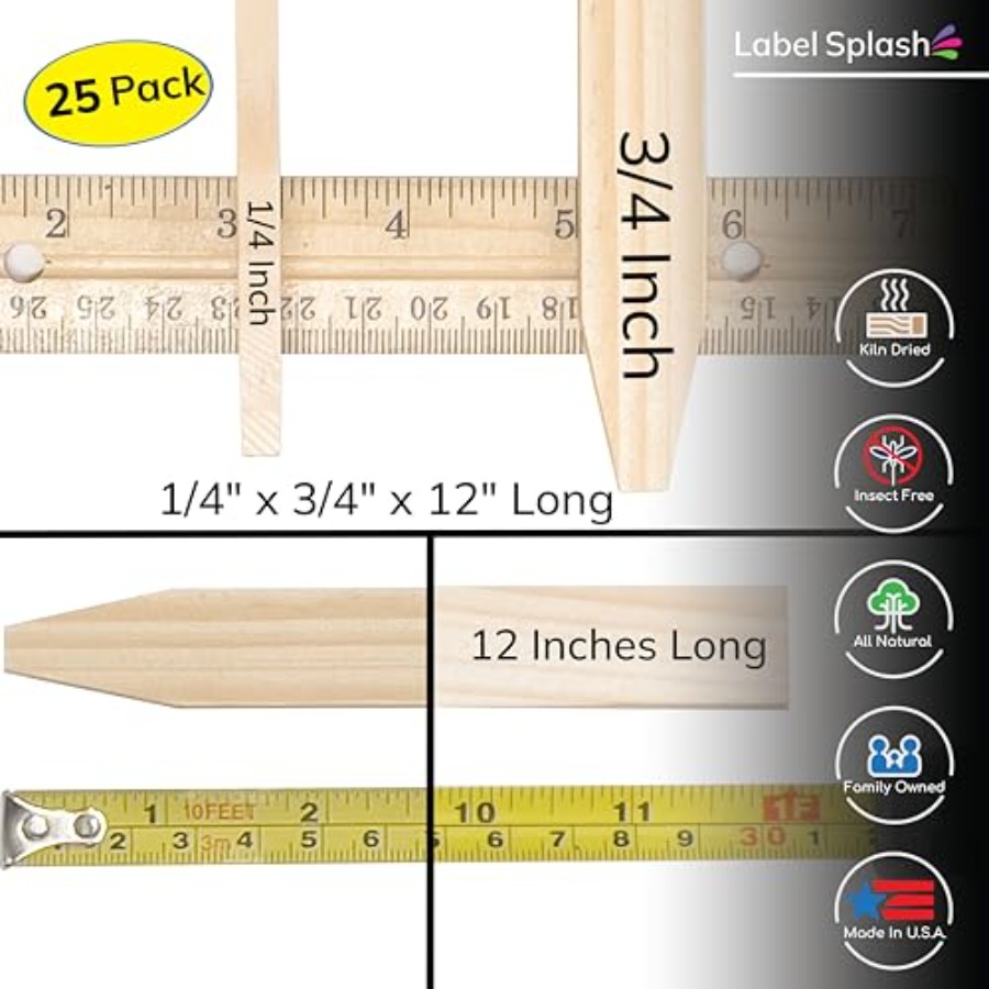 25 Pack Wooden Garden Stakes,  - Garden Row Marker review and price