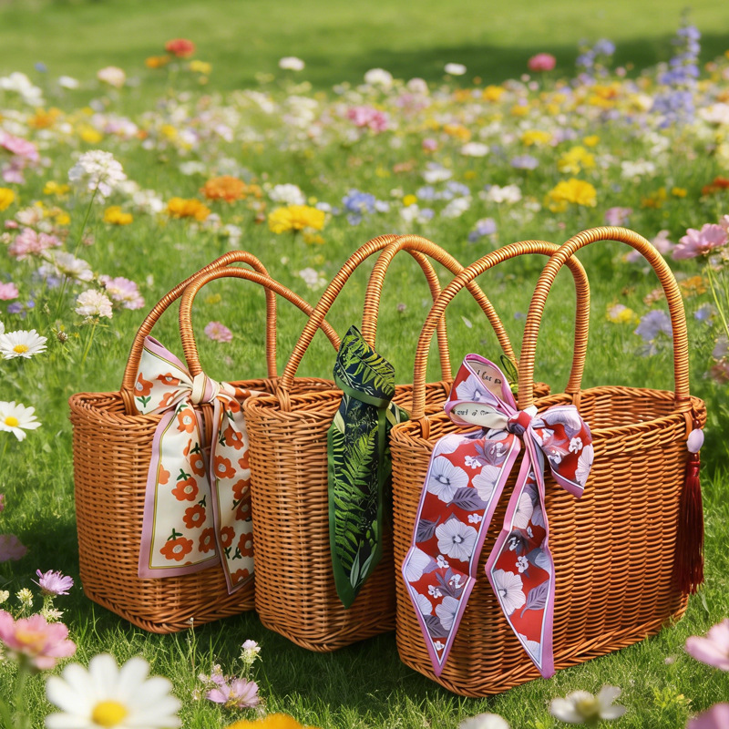 Handwoven Rattan Shopping Bask - Gardening Tools Store review and price