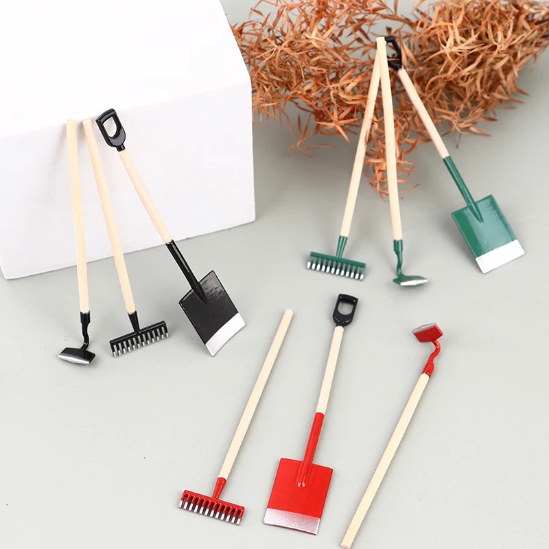 3Pcs 1:12 Dollhouse Miniatures - Gardening Tools Spade review and price